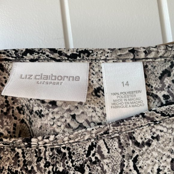 🦋 LIZ CLAIBORNE Animal Print Gray Black Skirt, size 14 - Picture 3 of 7